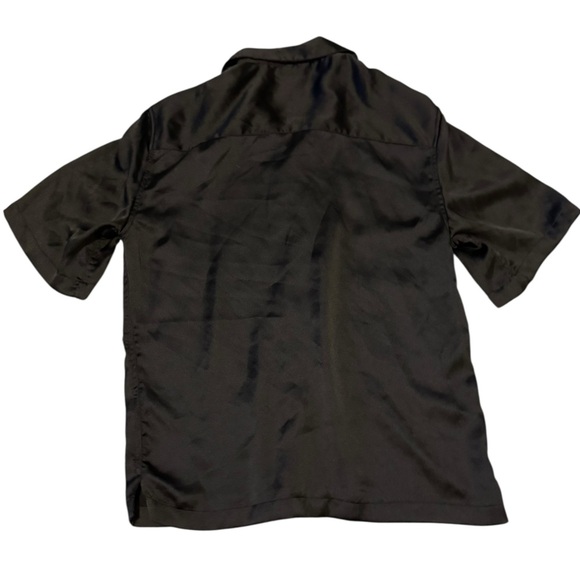 Denim & Flower Black Satin Button-Up Shirt – Size m - Picture 2 of 5